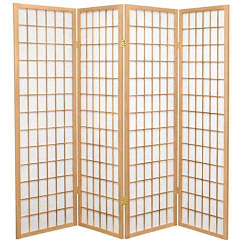 Fine Asianliving Japanische Paravent Raumteiler Trennwand B180xH180cm 4-teilig Shoji Reispapier Naturell Japanische Paravent Raumteiler Shoji Raumtrenner Spanische Wand Sichtschutz Trennwand von Fine Asianliving