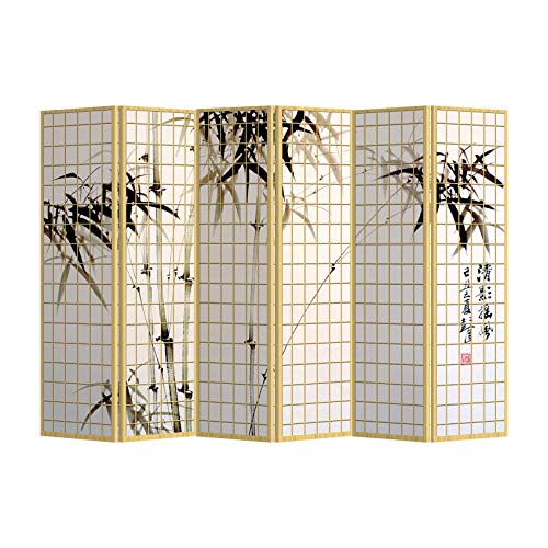 Fine Asianliving Paravent Raumteiler Japanisch Orientalisch Chinesisch Beidseitig L240xH180cm Spanische Wand Trennwand Room Divider Raumtrenner Sichtschutz Bedruckte Canvas Leinwand Asiatisch von Fine Asianliving