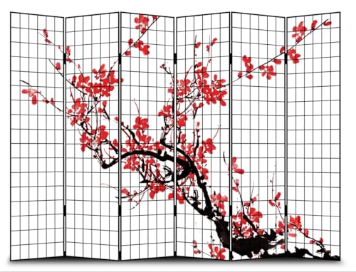 Fine Asianliving Paravent Raumteiler Japanisch Orientalisch Chinesisch Beidseitig L240xH180cm Spanische Wand Trennwand Room Divider Raumtrenner Sichtschutz Bedruckte Canvas Leinwand Asiatisch von Fine Asianliving