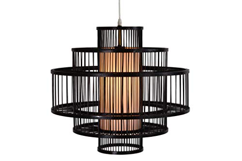 Fine Asianliving Pendelleuchte Hängelampe Bambus Handgefertigt - Leonard B50xT50xH50cm Pendelleuchte Beleuchtung Bambus Lampenschirm Geflochten Lampe Belechtung Rotan von Fine Asianliving