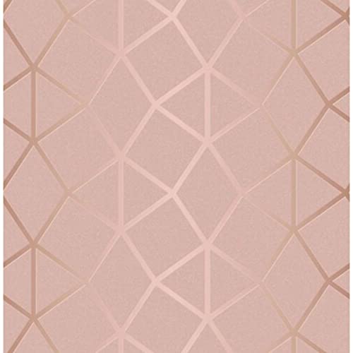 Fine Décor FD42561 Platinum Geo Trellis Blush Tapete, Roségold von FINE DECOR