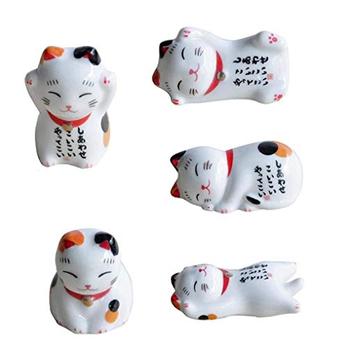 Angoter 1PC Lucky Cat Essstäbchenhalter Japanische Keramik Stäbchen Pflege Keramik Nette glückliche Heim Keramik Dekoration von Fine Life Pro