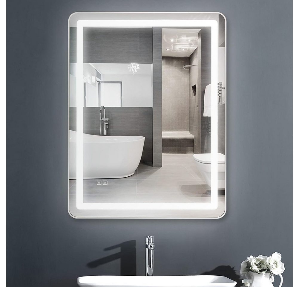 Fine Life Pro Badspiegel, Badezimmerspiegel Wandspiegel Lichtspiegel mit Touch Schalter, 80x60cm von Fine Life Pro