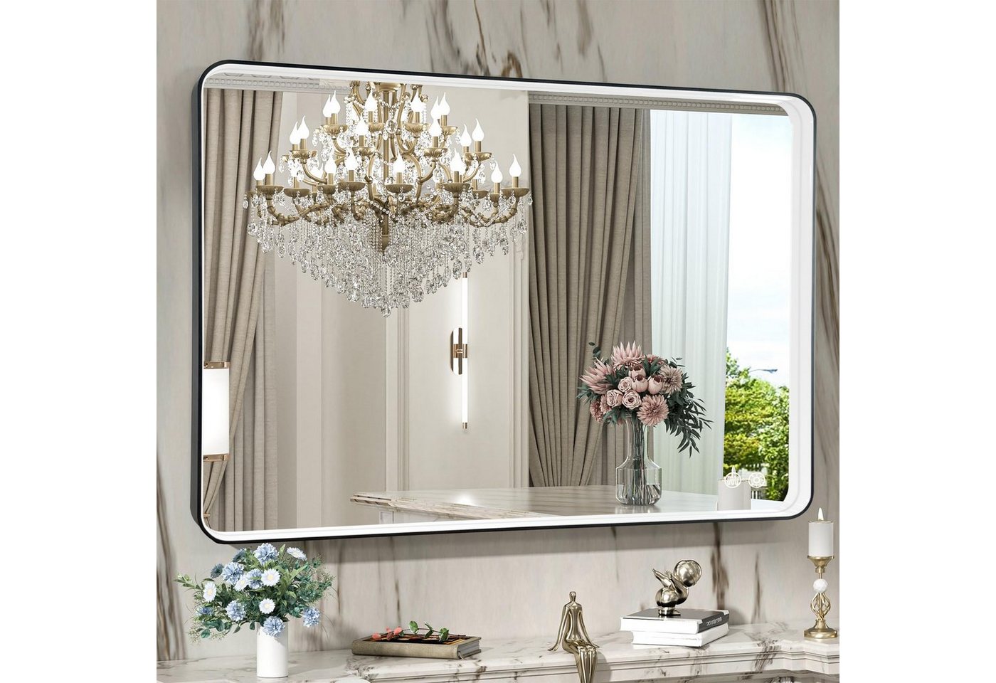 Fine Life Pro Badspiegel, Badezimmerspiegel mit Beleuchtung 101x76cm, Anti-Beschlag Wandspiegel von Fine Life Pro