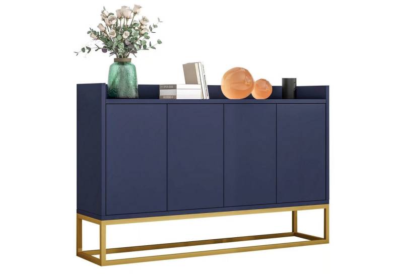 Fine Life Pro Beistellschrank Modernes Sideboard im minimalistischen Stil 4-türiger griffloser Buffetschrank für Esszimmer, Wohnzimmer, Küche (Marineblau) von Fine Life Pro