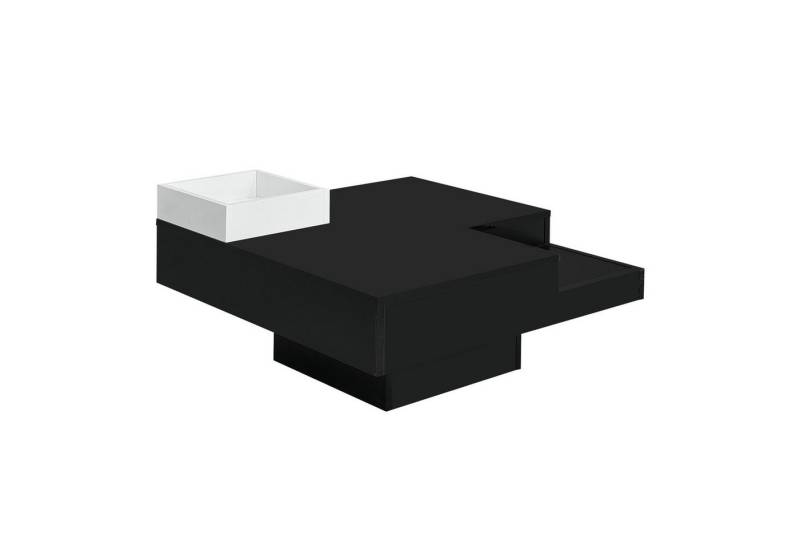 Fine Life Pro Couchtisch (Hochglanz-Couchtisch mit LED), Lichteffekt und abnehmbarer Aufbewahrungsbox in Schwarz-Weiß von Fine Life Pro
