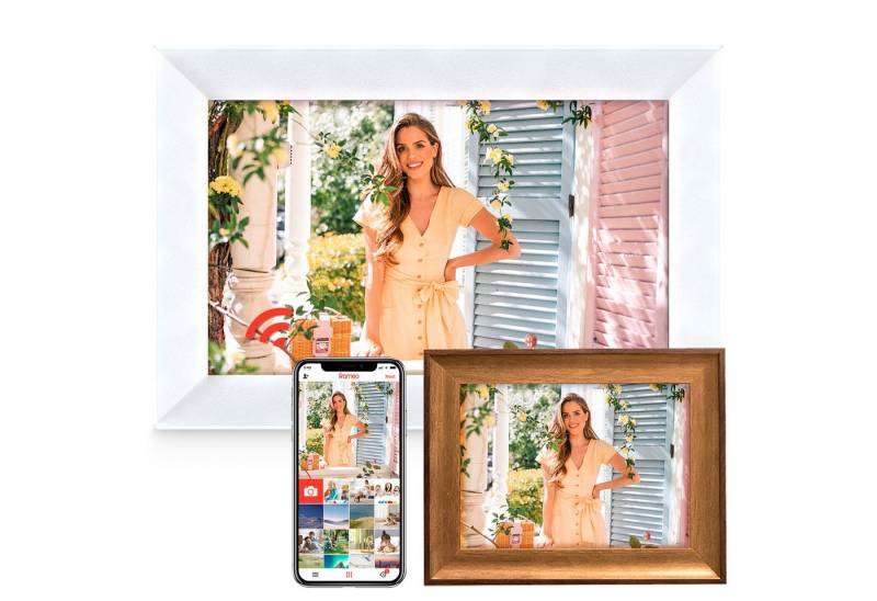 Fine Life Pro Digitaler Fotorahmen mit WiFi-Fotoübertragung. Digitaler Bilderrahmen (1280x800 Pixel, 32 GB, Körper-Sensor elektronischer Fotorahmen mit Frameo Foto/Video-Sharing) von Fine Life Pro