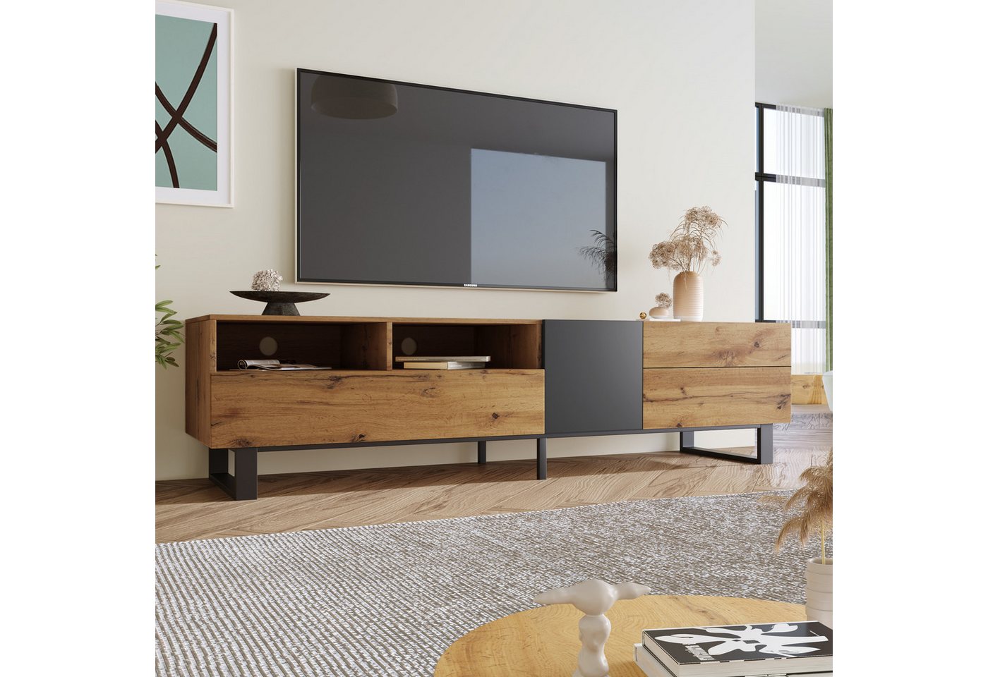 Fine Life Pro TV-Schrank Moderner Farbblock-TV-Ständer TV-Ständer aus Holz 180 cm von Fine Life Pro