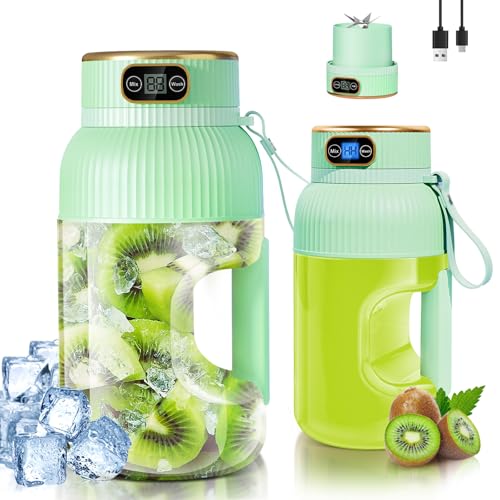 【Upgraded】Fine Life Pro Wiederaufladbarer Tragbarer Mixer/Entsafter/Blender, Neuer 1200ML Smoothie Maker mit Digitalanzeige für Gemüse und Obst, Zwei Modi, Leicht Zu Reinigen, 3D-10 Klinge, BPA Frei von Fine Life Pro