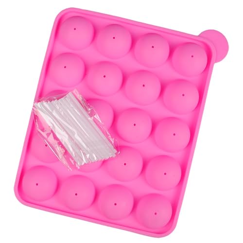 Cake Pop Form mit 20 Stück Lollipop Sticks Lollipop Form Tablett Silikonform für Cupcakes, Süßigkeiten, Gelee und Schokolade, Antihaftbeschichtet (Pink) von Fine jade2