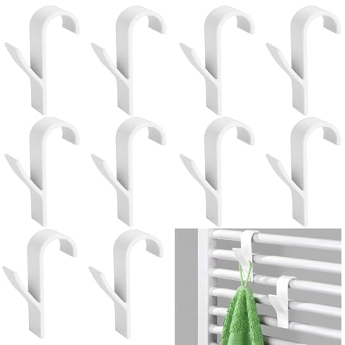 Fine jade2 10 Stück Weiß Haken für Rundheizkörper Handtuchhalter Heizkörper für alle Standard Heizkörper, ABS, Weiß von Fine jade2