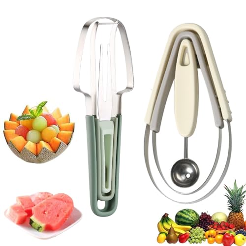 Fine jade2 2 Stück 2024 Neu Wassermelonengabel-Schneidewerkzeug 3-in-1 Wassermelonen-Forkschnittwerkzeug Sommer Wassermelonen-Fruchtschneidegabel von Fine jade2