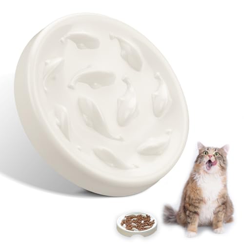 Fine jade2 Anti Schling Napf Katzen Futternapf Katze Breit Interaktiver Labyrinth Design Fressnapf Katze Slow Feeder für Katzen und Kleine Hunde, Weiss Fine jade2 Anti Schling Napf Katzen Futternapf Katze Breit Interaktiver Labyrinth Design Fressnapf Katze Slow Feeder für Katzen und Kleine Hunde, Weiss von Fine jade2