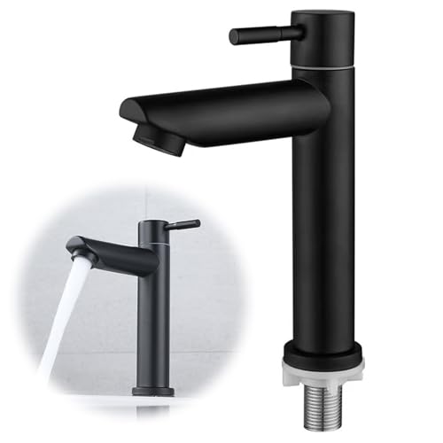 Fine jade2 Kaltwasserhahn Schwarz für Gäste WC Waschtischarmatur mit Kupferkern Badarmatur Wassersparend Einfache Installation von Fine jade2