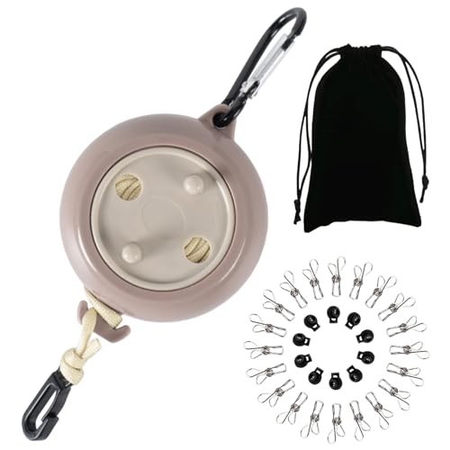 Fine jade2 Wäscheleine Ausziehbar 10m Tragbare and Robuste Schnur Mit 10 Halteschnallen und 20 Wäscheklammern für Camping Outdoor, Garten oder Reise Fine jade2 Wäscheleine Ausziehbar 10m Tragbare and Robuste Schnur Mit 10 Halteschnallen und 20 Wäscheklammern für Camping Outdoor, Garten oder Reise von Fine jade2