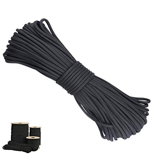 Nylon Fallschirmschnur Reepschnur Outdoor Survival Seil Regenschirmseil Seil aus Reißfestem Nylon 7 Stränge Survival Schnur für Gartenbündelung, handgefertigte Projekte,Camping, Survival （Schwarz 31m） von Fine jade2