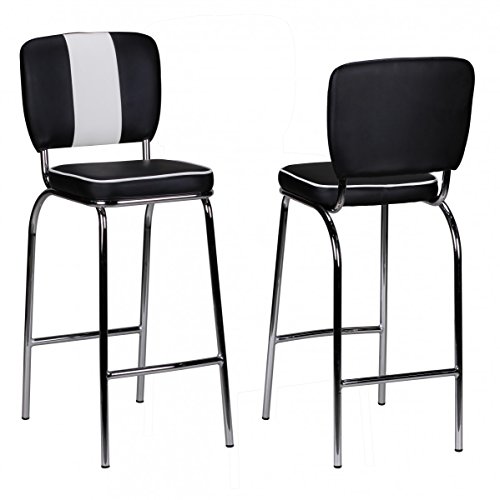 FineBuy 2er Set Barhocker American Diner 50er Jahre Retro Barstuhl, Sitzfläche mit Rücken-Lehne, Fußstütze, Sitzhöhe 76 cm FineBuy 2er Set Barhocker American Diner 50er Jahre Retro Barstuhl, Sitzfläche mit Rücken-Lehne, Fußstütze, Sitzhöhe 76 cm von FineBuy Möbel zum Wohlfühlen