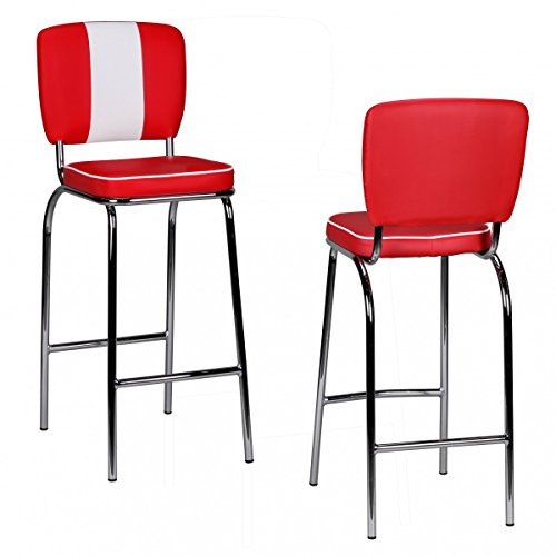 FineBuy 2er Set Barhocker American Diner 50er Jahre Retro Barstuhl, Sitzfläche mit Rücken-Lehne, Fußstütze, Sitzhöhe 76 cm FineBuy 2er Set Barhocker American Diner 50er Jahre Retro Barstuhl, Sitzfläche mit Rücken-Lehne, Fußstütze, Sitzhöhe 76 cm von FineBuy Möbel zum Wohlfühlen