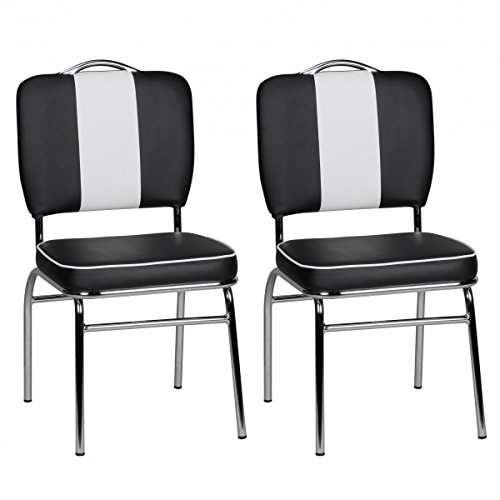 FineBuy 2er Set Esszimmerstuhl American Diner 50er Jahre Retro, Sitzfläche gepolstert mit Rücken-Lehne, Essstuhl von FineBuy Möbel zum Wohlfühlen