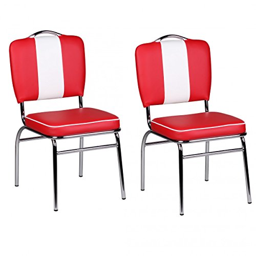 FineBuy 2er Set Esszimmerstuhl American Diner 50er Jahre Retro, Sitzfläche gepolstert mit Rücken-Lehne, Essstuhl von FineBuy Möbel zum Wohlfühlen