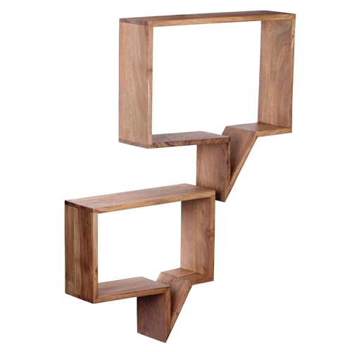 FineBuy 2er Set Wandregale Massivholz Akazie Holzregal Hängeregal Echtholz Design braun Regale zum Aufhängen von FineBuy Möbel zum Wohlfühlen