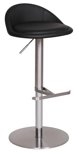 FineBuy Barhocker Edelstahl höhenverstellbare Sitzhöhe 54-79 cm, Design Barstuhl mit Rückenlehne, Bistrohocker Barsitz Gepolstert, Thekenhocker 360° Drehbar, Tresenstuhl Modern von FineBuy Möbel zum Wohlfühlen