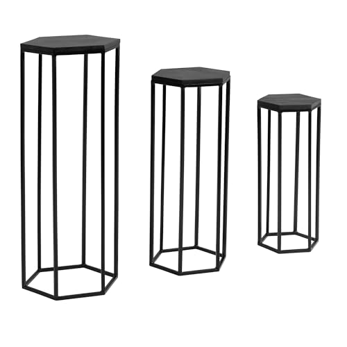 FineBuy Beistelltisch 3er Set Massivholz/Metall Satztisch Sechseckig, Säulentisch Pflanzentisch 3-teilig, Blumenständer Blumentisch Wohnzimmer, Pflanzenhocker Blumenhocker FineBuy Beistelltisch 3er Set Massivholz/Metall Satztisch Sechseckig, Säulentisch Pflanzentisch 3-teilig, Blumenständer Blumentisch Wohnzimmer, Pflanzenhocker Blumenhocker von FineBuy Möbel zum Wohlfühlen