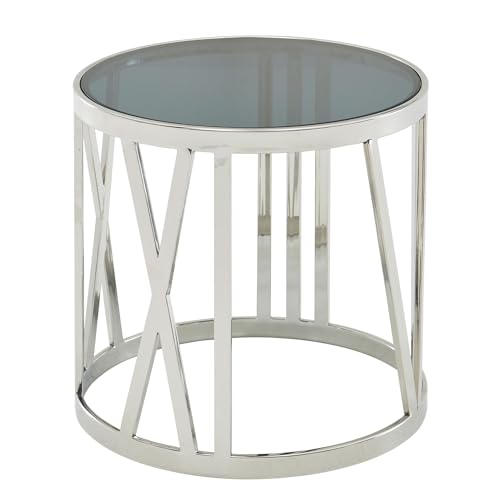 FineBuy Beistelltisch 45x45x44 cm Anstelltisch Glas Metall, Kleiner Sofatisch Rund, Wohnzimmertisch Couch Modern, Couchtisch Hoch von FineBuy Möbel zum Wohlfühlen