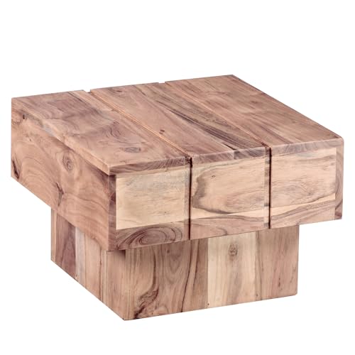 FineBuy Beistelltisch Massivholz Wohnzimmertisch 44 x 44 x 30 cm Couchtisch massiv Landhaus-Stil Cube quadratisch von FineBuy Möbel zum Wohlfühlen