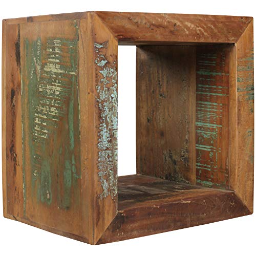 FineBuy Beistelltisch KALKUTTA 45 x 45 x 35 cm, Massivholz Cube Tisch für Wohnzimmer, Wohnzimmertisch mit Ablage, Nachttisch - Nachtkonsole - Nachtkästchen von FineBuy Möbel zum Wohlfühlen
