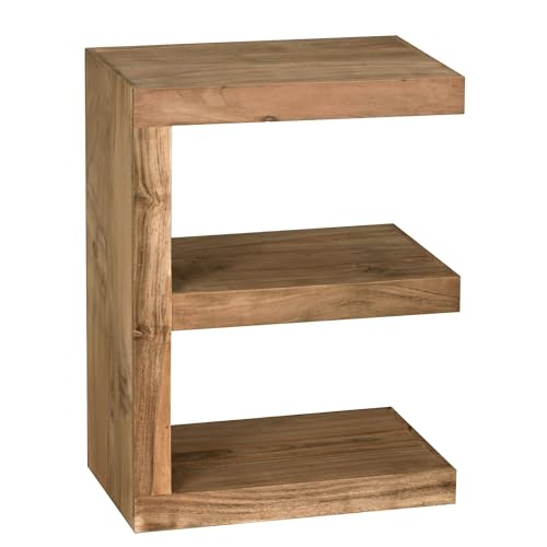 FineBuy Beistelltisch Massivholz E Cube 60cm hoch Wohnzimmer-Tisch Design braun Landhaus Couchtisch Farbe wählbar von FineBuy Möbel zum Wohlfühlen