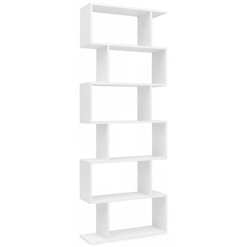 FineBuy Bücherregal FB51366 70 x 23,5 x 190,5 cm weiß, Standregal 6 Fächer, Kleine Design Kommode, Modernes Aktenregal Spanplatte freistehend, Aufbewahrungsregal offen von FineBuy Möbel zum Wohlfühlen