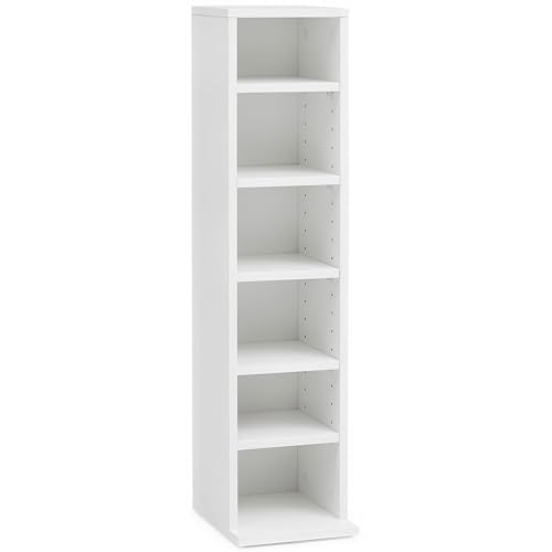 FineBuy CD-Regal Holz 21x90x20 cm Standregal Modern Bücherregal Schmal, CD Ständer Aufbewahrung Klein, Offenes Nischenregal, Mehrzweckschrank 6 Fächer Offen, CD Holzregal Design Stehregal von FineBuy Möbel zum Wohlfühlen