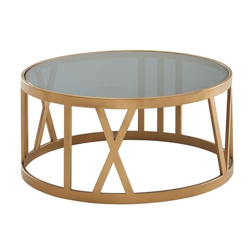 FineBuy Couchtisch Glas Metall 60x60x30 cm Sofatisch, Design Wohnzimmertisch Rund, Kleiner Kaffeetisch Modern, Beistelltisch Anstelltisch Wohnzimmer von FineBuy Möbel zum Wohlfühlen