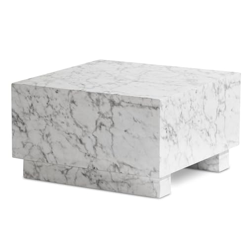 FineBuy Couchtisch MONOBLOC 60x60x35 cm Hochglanz mit Marmor Optik, Wohnzimmertisch Cube Quadratisch, Design Sofatisch, Lounge Kaffeetisch Würfel-Form von FineBuy Möbel zum Wohlfühlen
