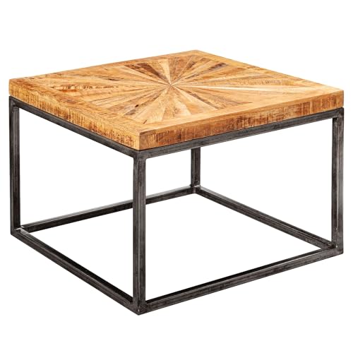 FineBuy Couchtisch Mango Massivholz 55x40x55 cm Tisch mit Metallgestell, Wohnzimmertisch Quadratisch im Industrial Design, Massiver Sofatisch Modern von FineBuy Möbel zum Wohlfühlen