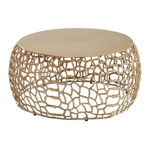 FineBuy Couchtisch Metall 66x66x30 cm Sofatisch Aluminium Rund, Design Wohnzimmertisch mit AST-Struktur, Kleiner Kaffeetisch Modern, Beistelltisch Anstelltisch Wohnzimmer von FineBuy Möbel zum Wohlfühlen