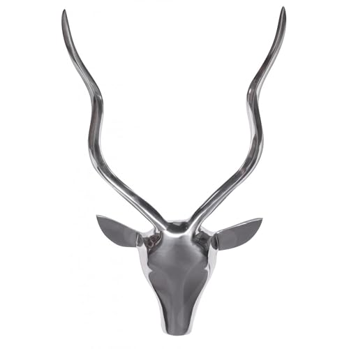 FineBuy Deko Hirschgeweih S Aluminium Wanddeko Landhausstil Silber Metall modern, Design Hirschkopf Landhaus Geweih Wand groß, Wohndeko Hirsch außen, Wandschmuck von FineBuy Möbel zum Wohlfühlen