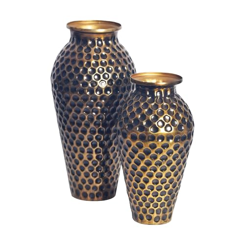 FineBuy Deko Vase 2er Set Aluminium Amphore Blumenvase Modern, Dekovase Rund 2-teilig für Blumen, Alu Tischvase Wohndeko Metall Tischdeko Handgefertigt von FineBuy Möbel zum Wohlfühlen