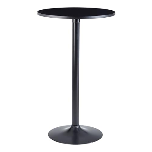 FineBuy Design Bartisch Schwarz Stehtisch Ø 60 cm Metall/Holz, Partytisch Bistrotisch 100 cm Hoch, Messetisch Modern von FineBuy Möbel zum Wohlfühlen