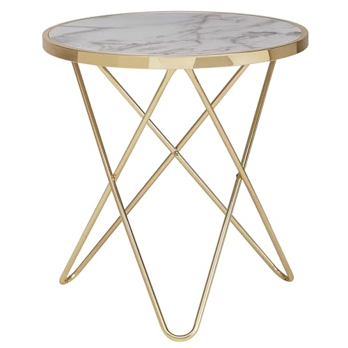 FineBuy Design Beistelltisch Marmor Optik Weiß Rund Ø55 cm Gold Metallgestell, Kleiner Wohnzimmertisch, Couchtisch FineBuy Design Beistelltisch Marmor Optik Weiß Rund Ø55 cm Gold Metallgestell, Kleiner Wohnzimmertisch, Couchtisch von FineBuy Möbel zum Wohlfühlen
