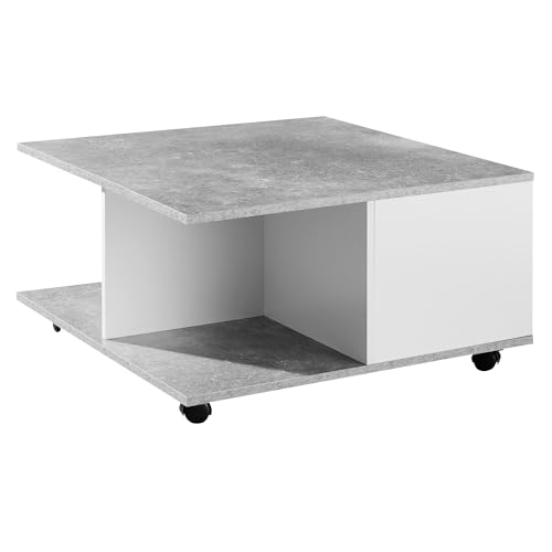 FineBuy Design Couchtisch 70x70 cm, Wohnzimmertisch mit 2 Schubladen, Sofatisch mit Rollen, Tisch mit 2 Fächern von FineBuy Möbel zum Wohlfühlen