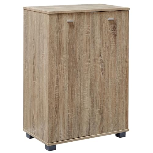 FineBuy Design Schuhschrank Nimes modern Holz 12 Paar Schuhe 4 Fächer 2 Türen, Schuhregal 60 x 90 x 35 cm platzsparend, Schuhkommode Flurschrank mit Ablage von FineBuy Möbel zum Wohlfühlen