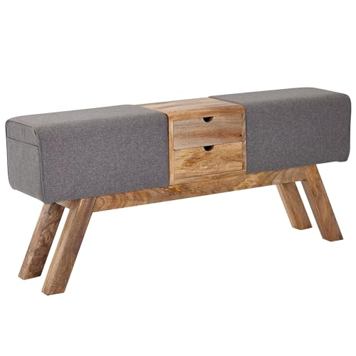 FineBuy Design Turnbock Sitzbank Grau mit Schubladen 120x56x30 cm, Turnhocker Bank aus Stoff mit Stauraum, Hocker Garderobenbank Sitzhocker Springbock Turnbank von FineBuy Möbel zum Wohlfühlen