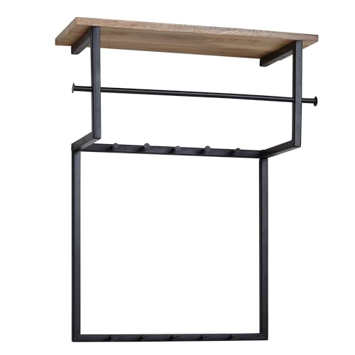 FineBuy Design Wandgarderobe Mango Massivholz Metall 60x76x26 cm, Hakenleiste mit Ablage und Kleiderstange, Flurgarderobe Garderobe Wand Holz von FineBuy Möbel zum Wohlfühlen