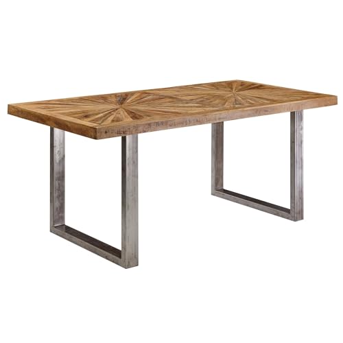 FineBuy Esstisch Mango Massivholz Küchentisch, Esszimmertisch Loft Natur, Holztisch Massiv mit Metallgestell, Industrial Tisch von FineBuy Möbel zum Wohlfühlen