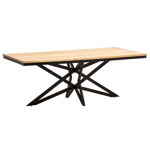 FineBuy Esszimmertisch 200x100x77 cm Akazie Massivholz Metall Esstisch Industrial, Küchentisch mit Sterngestell, Holztisch Groß, Speisetisch Esszimmer Rechteckig von FineBuy Möbel zum Wohlfühlen