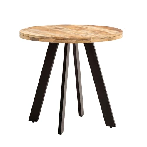 FineBuy Esszimmertisch 80x80x75 cm Mango Massivholz Esstisch Modern, Küchentisch Massiv mit Metallbeinen, Holztisch Esszimmer Rund, Kleiner Speisetisch Holz von FineBuy Möbel zum Wohlfühlen