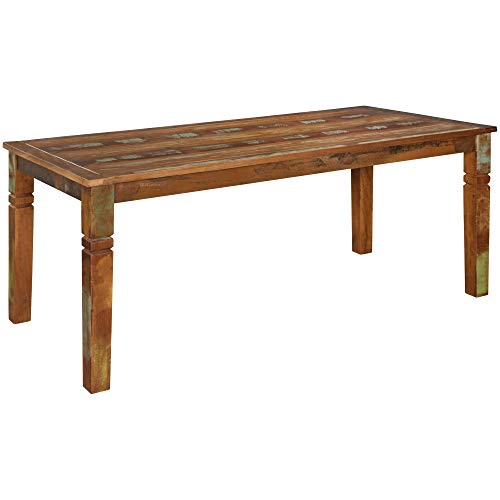 FineBuy Esszimmertisch KALKUTTA 180 x 90 x 76 cm, Massivholz Esstisch für 6-8 Personen, Großer Küchentisch Bootsholz Shabby Chic, Tisch Esszimmer rechteckig von FineBuy Möbel zum Wohlfühlen