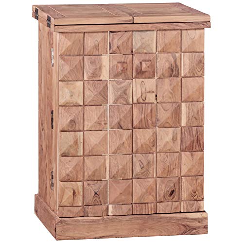 FineBuy Hausbar Lucca Massivholz 65x91x50 cm Weinbar ausklappbar, Kleine Bar modern, Barschrank mit Türen, Spirituosenschrank mit Aufbewahrung für Flaschen und Gläser von FineBuy Möbel zum Wohlfühlen